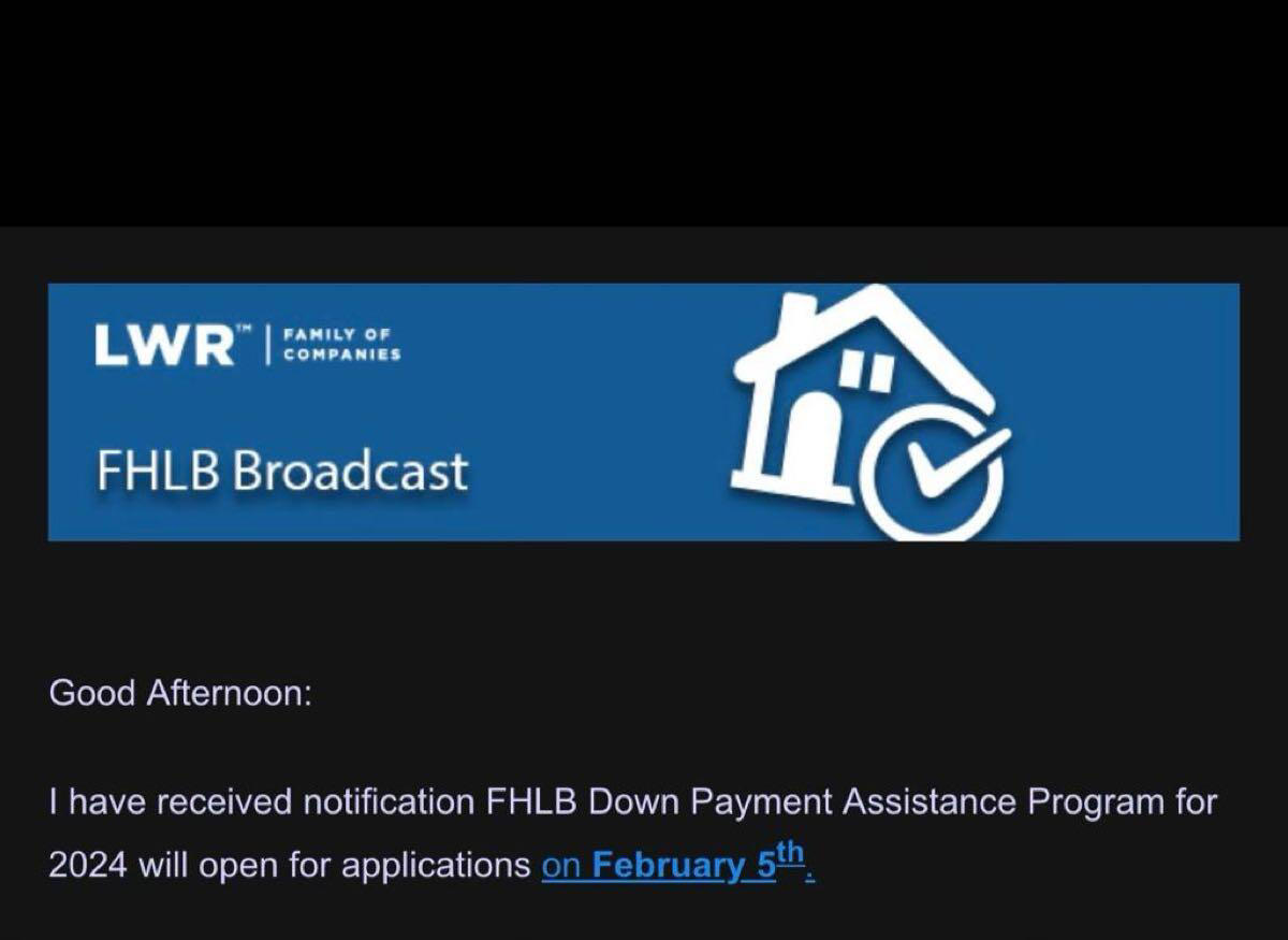 FHLB Grand program available February 5th 2024 up to 15,000 for first