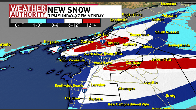 lake snow to plague northern and western ny through monday morning before weakening