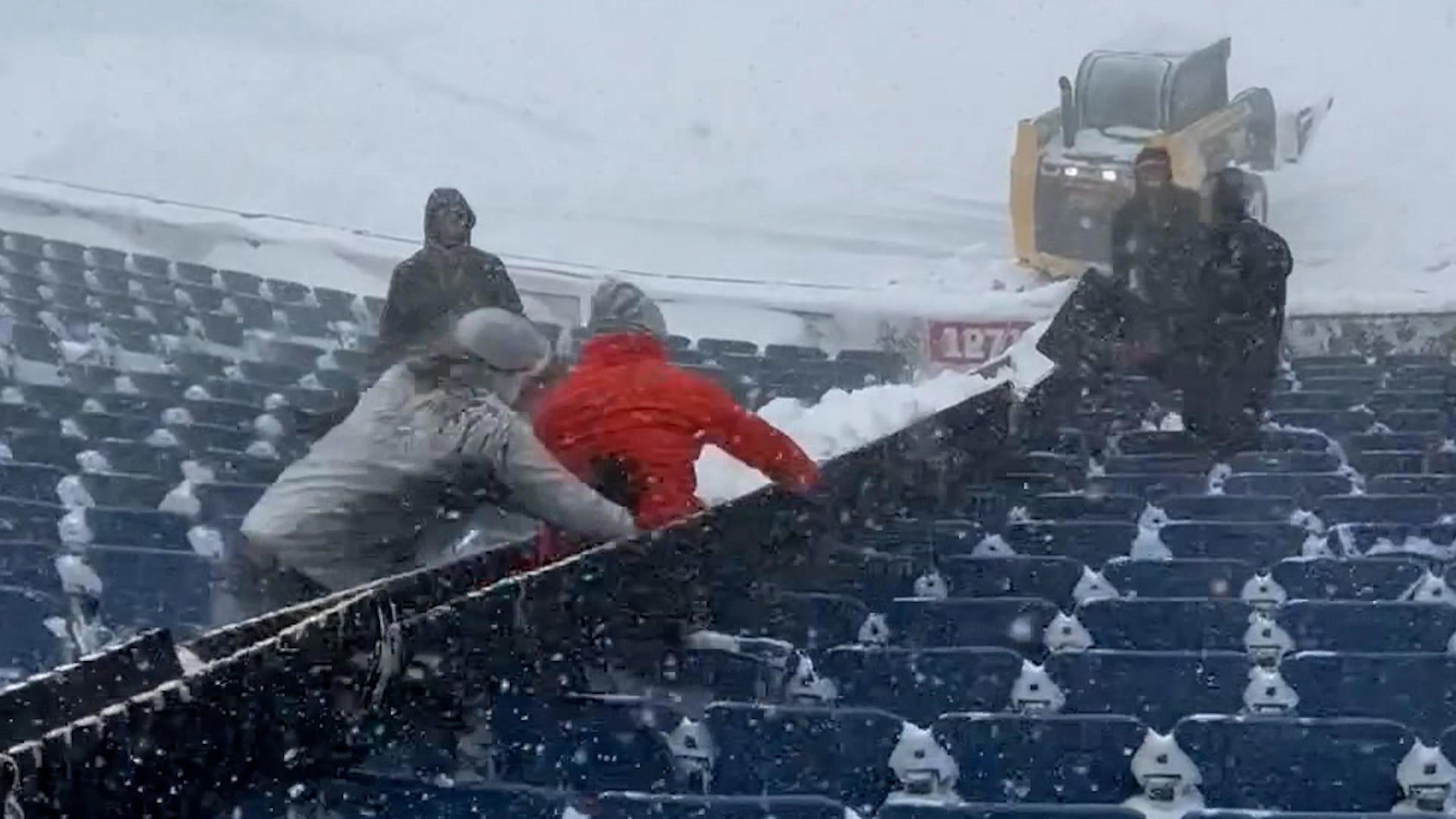 Push Him Onto The Field Fans Have Fun While Shoveling Snow At Bills Stadium 1289