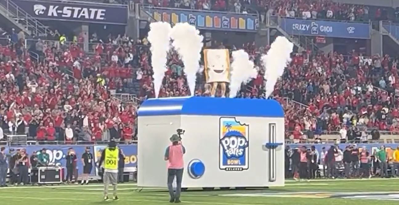 WATCH PopTarts mascot emerges from toaster at KState bowl game
