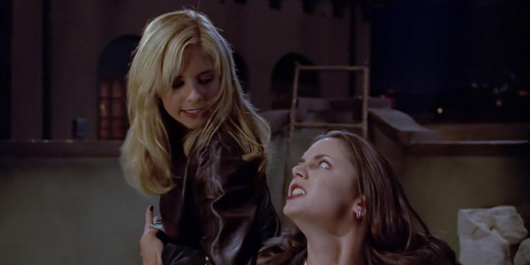 Buffy and Faith in the Mayor's office on Buffy the Vampire Slayer
