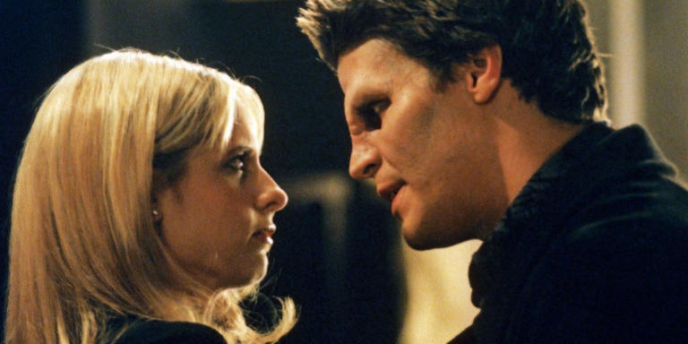 Buffy coming face to face with Angel in Buffy the Vampire Slayer
