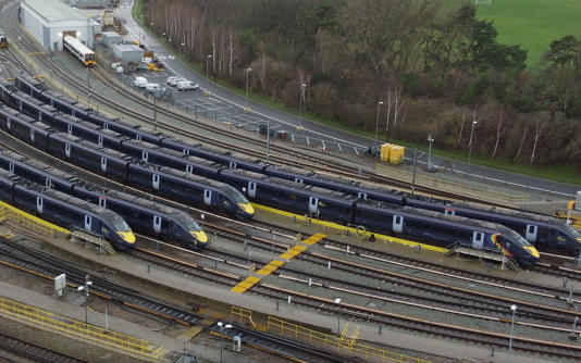 High-speed trains sit in sidings at Ashford following service cancellations - Gareth Fuller/PA