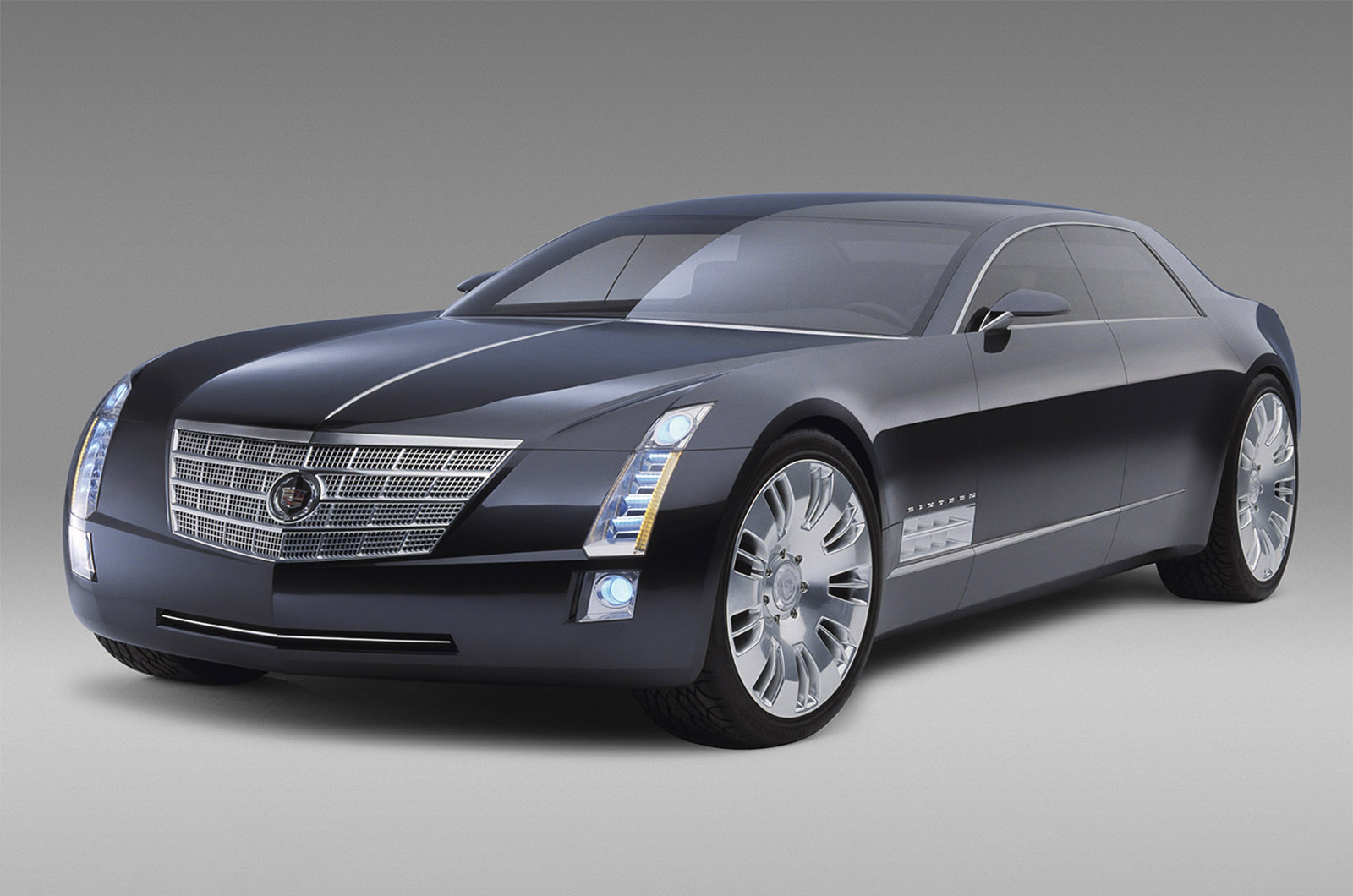 <p>Inspired by its pre-war V16 model, Cadillac’s Sixteen concept eschewed any notion of production viability, and effectively presented a 21st-century version of GM’s ‘dream cars’ of yore.</p>  <p>Riding on 24in polished aluminium wheels, the 5.7m-long Sixteen was powered by a bespoke 13.6-litre V16 engine producing 986bhp (1000hp) and 1000lb ft of torque.</p>  <p>‘Displacement on Demand’ tech meant that either eight or 12 of the engine’s cylinders could be shut down when output wasn’t needed, meaning it could achieve a relatively frugal 16.65mpg under normal running.</p>