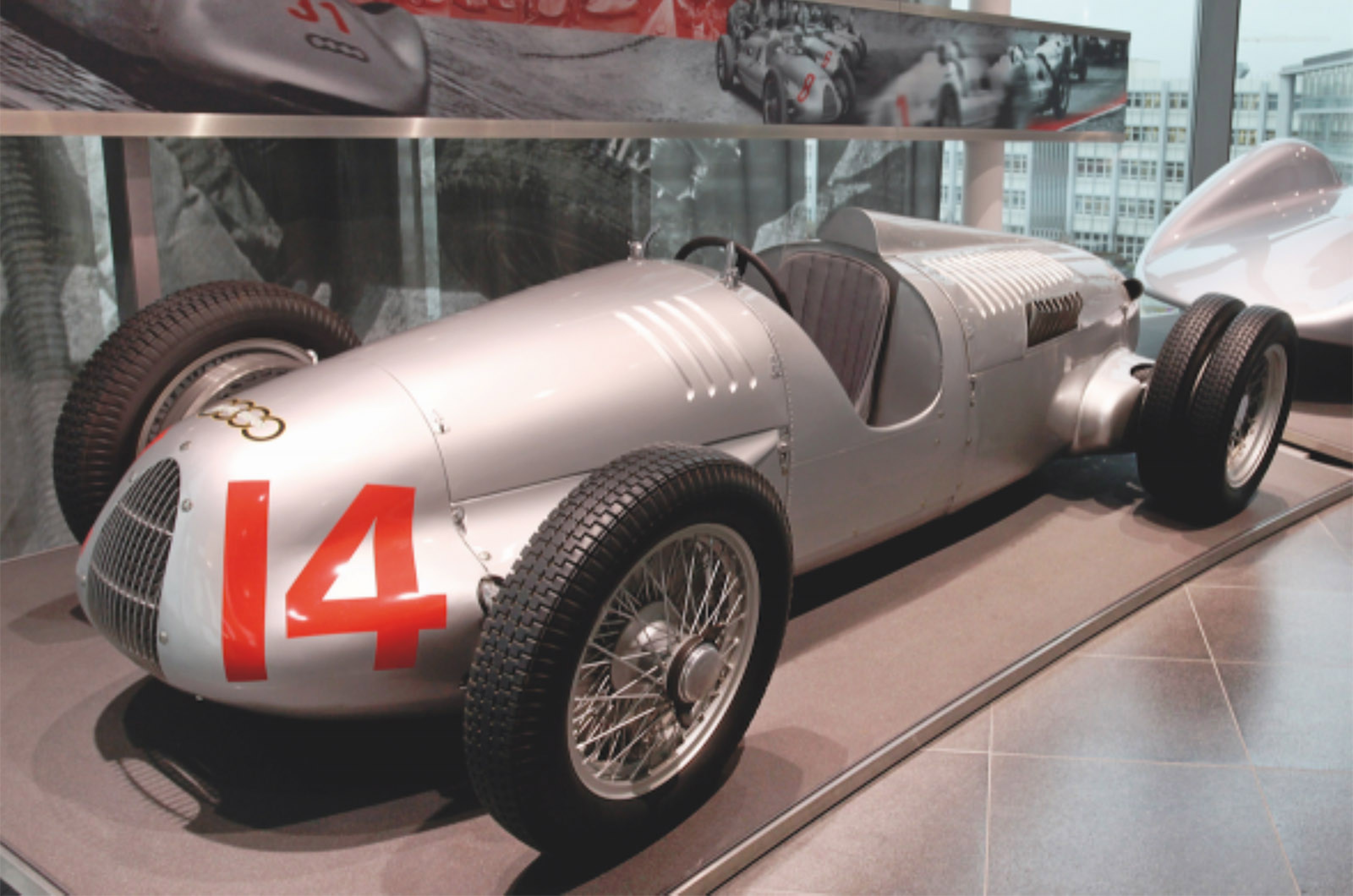 <p>The product of a state-sponsored race programme, Auto Union’s mid-engined, 16-cylinder Grand Prix car was developed by none other than Ferdinand Porsche.</p>  <p>The Auto Union evolved through four iterations – designated ‘A’ to ‘C’ – before the outbreak of war, with power of at least 295bhp from its 6-litre V16 engine. (A Type D with a supercharged V12 was the final version.)</p>  <p>Capable of up to 199mph when fitted with a streamlined body and enclosed cockpit, the Auto Union won numerous races in the European Championship.</p>