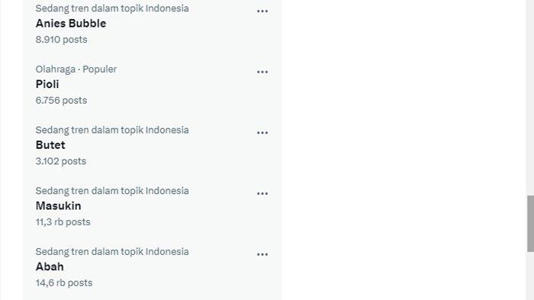 Anies Bubble dan Abah trending di X (Trending X)