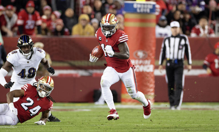 49ers' Deebo Samuel wears custom Brock Purdy vest made by Kristin Juszczyk