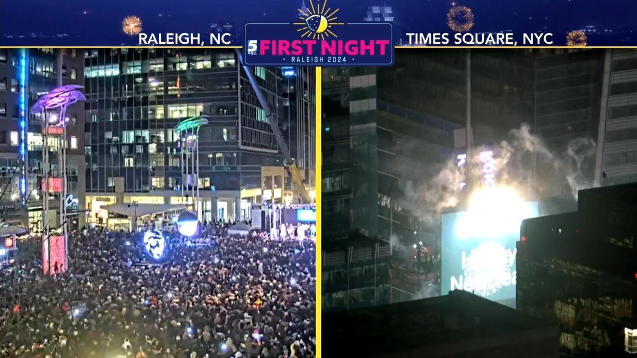 It's 2024 Acorn drops at WRAL First Night Raleigh