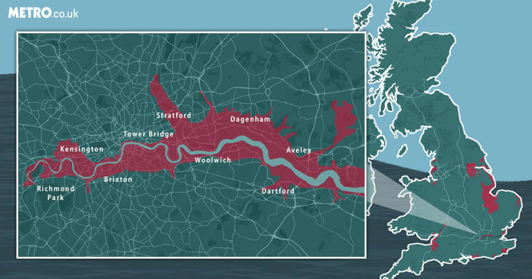 Map shows parts of UK that could be underwater by 2050