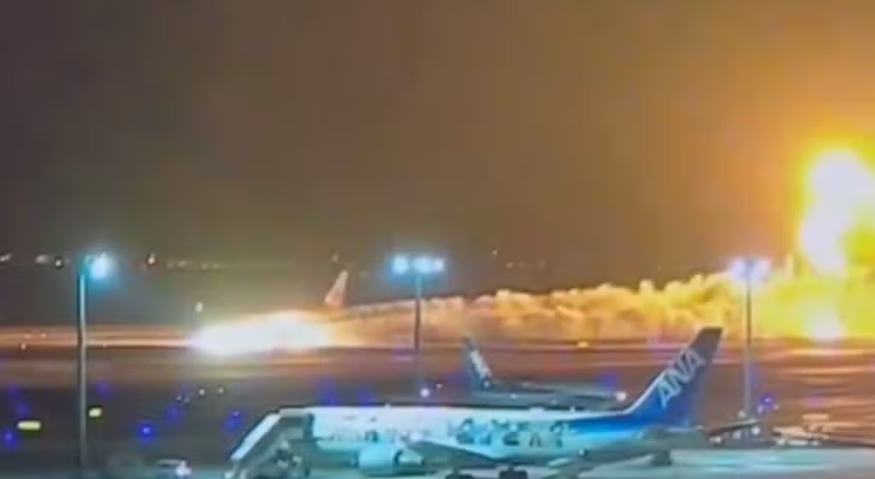 Plane Catches Fire On Runway In Japan; All Passengers Evacuated