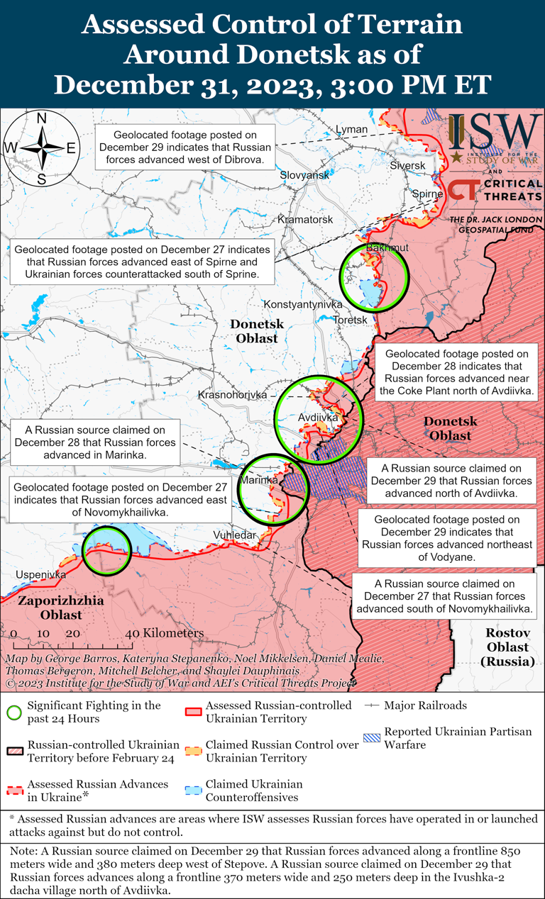 Ukraine War Maps Show Conflict Lines as 2024 Begins