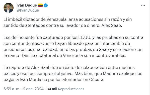 Iván Duque Estalla Contra Maduro Por Culparlo De Atentado Contra Álex