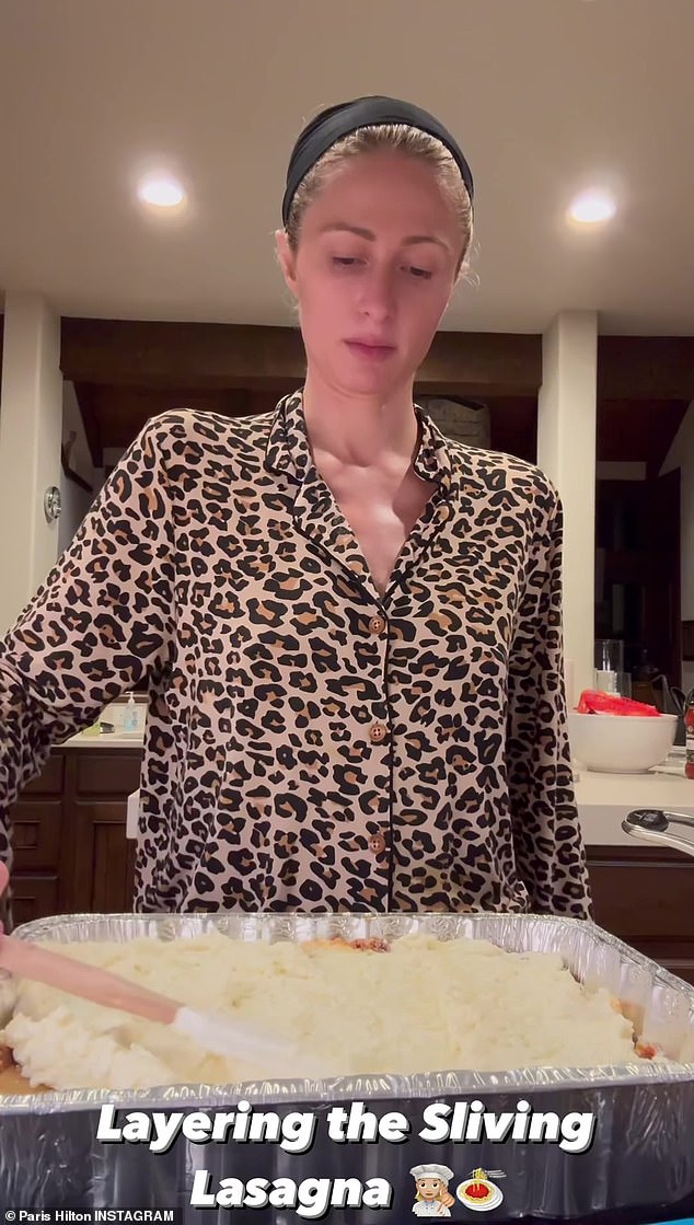 Paris Hilton Recreates Viral 'sliving Lasagne'