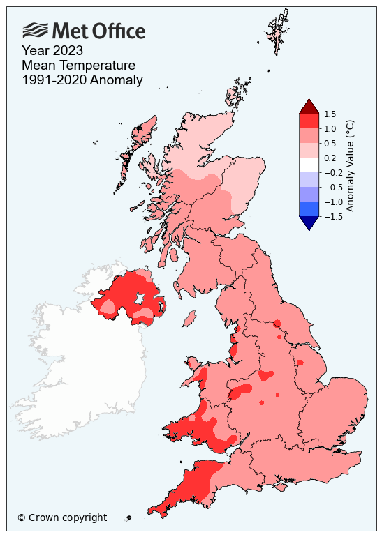 2023 was second warmest year on record for UK