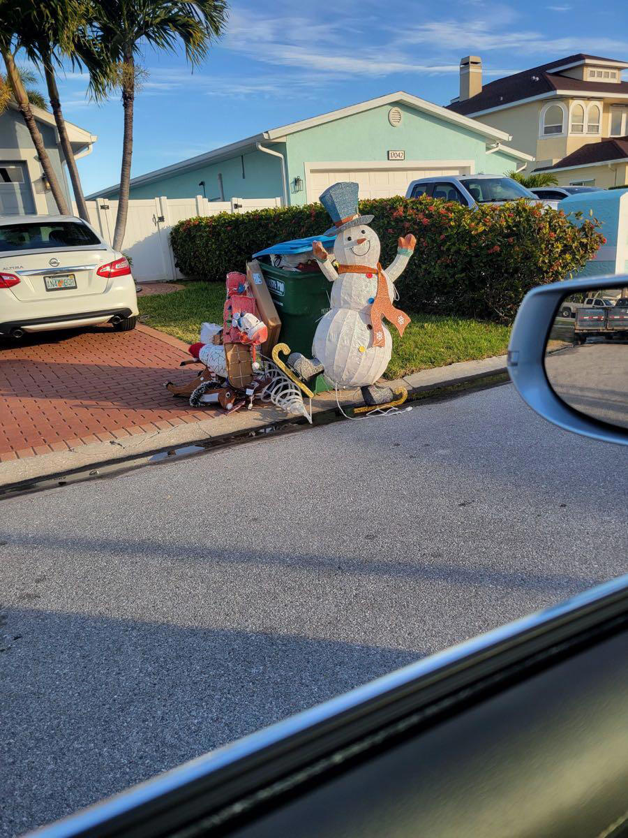 Christmas decoration by the curb on 17040 Dolphin Drive, North