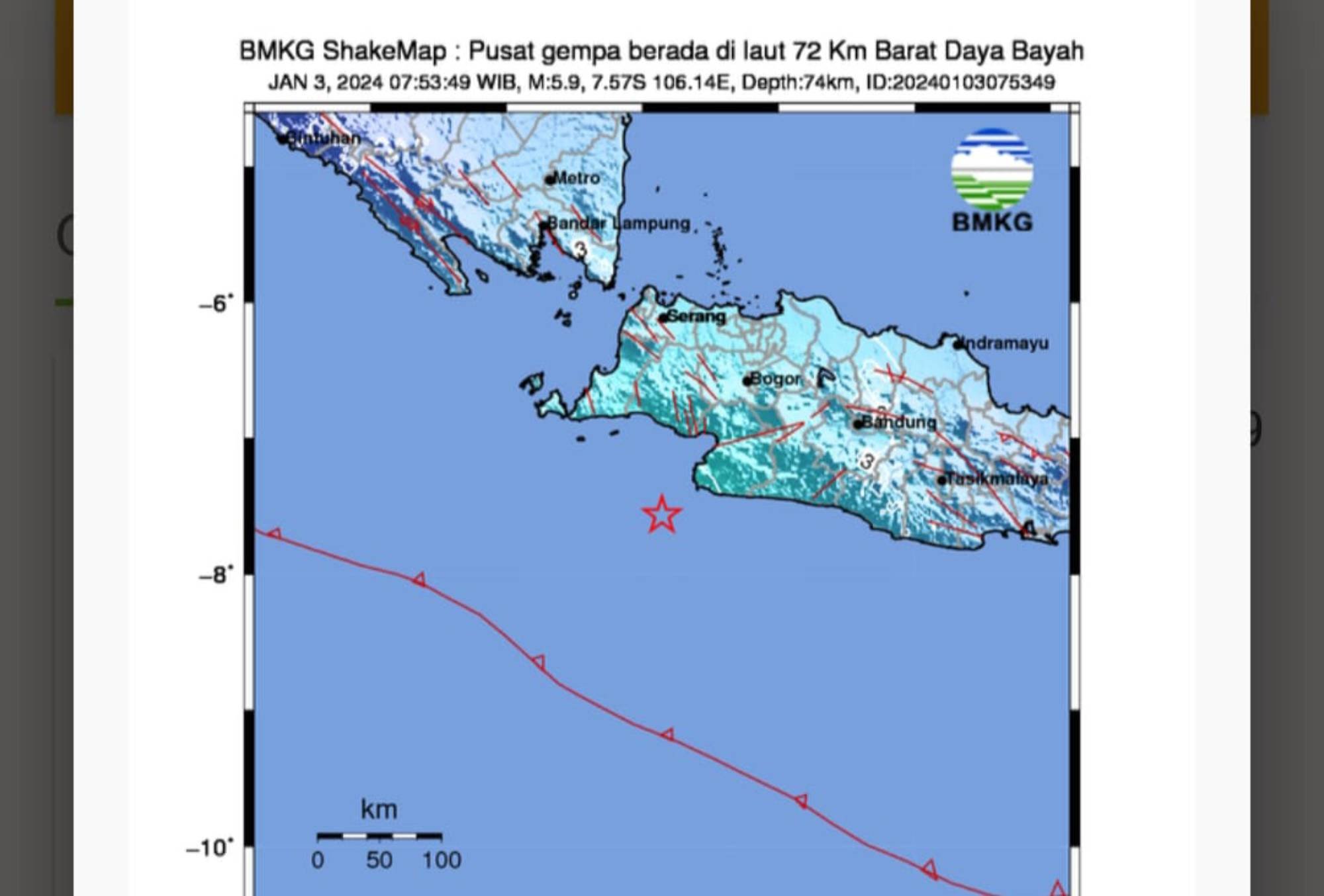 Gempa Magnitudo 5,9 Sempat Guncang Banten