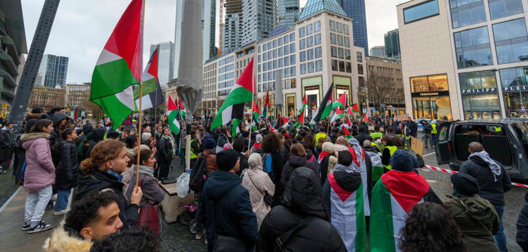 Eine antiisraelische Demonstration in Frankfurt am Main dpa/Andreas Arnold
