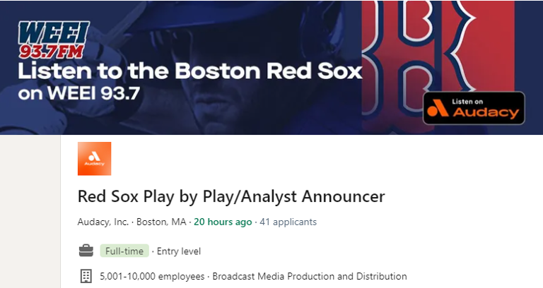 WEEI posts job ad for Red Sox radio announcer role, says they’re ‘just ...