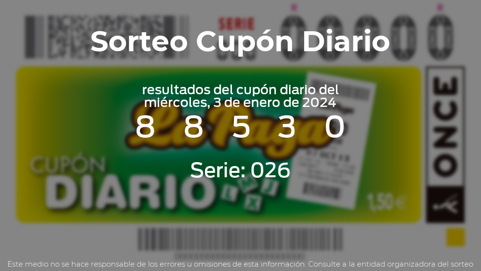 Resultado Del Sorteo Del Cupón Diario Del 3 De Enero De 2024 ...