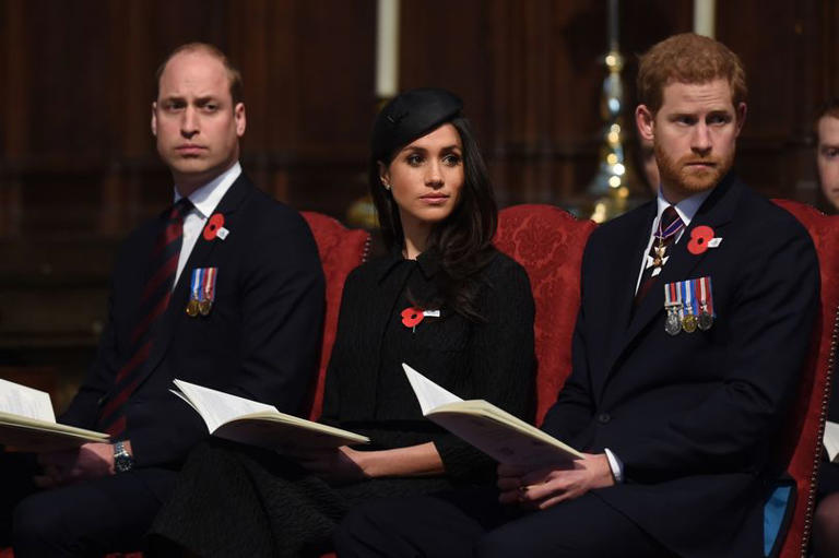 Prince William with brother Prince Harry and sister-in-law Meghan Markle