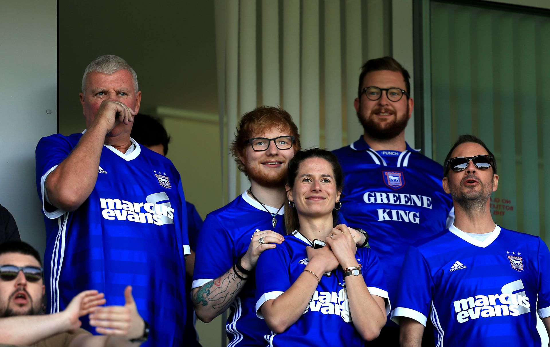 <p>                     Ed Sheeran is a big fan of Ipswich Town, having grown up in nearby Framlingham, and the singer is a regular at Portman Road.                   </p>                                      <p>                     Sheeran has sponsored the Tractor Boys for several seasons and is an honorary member of the squad, with the number 17 reserved for him. In a break from his US tour, the singer pulled pints for fans in the pub and celebrated in the dressing room with players after a 3-0 win over Hull City in October 2023.                   </p>