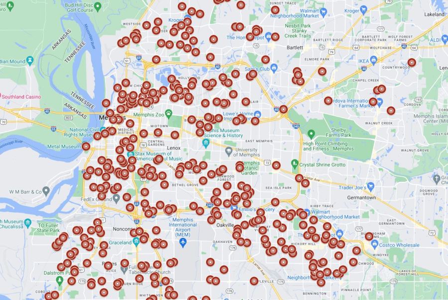 Memphis Murders And Homicides, 2024 Map