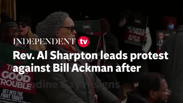 Rev Al Sharpton Leads Protest Against Bill Ackman After Claudine Gay ...