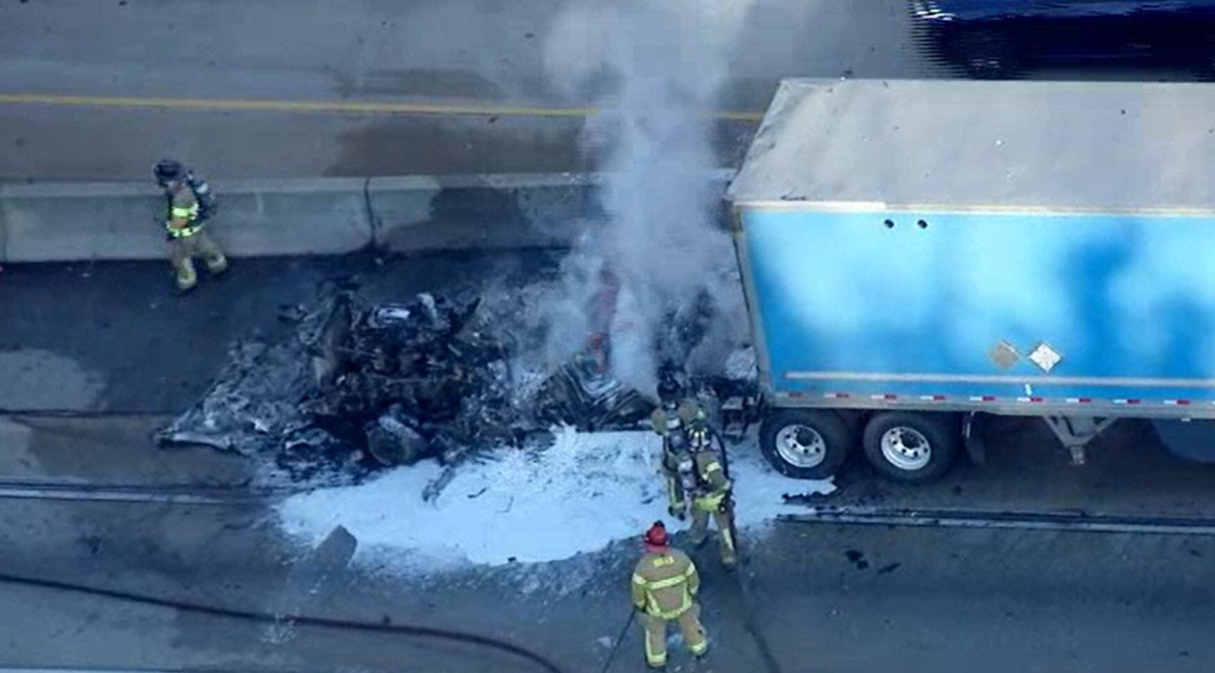 Amazon Tractor-trailer Catches Fire On I-285