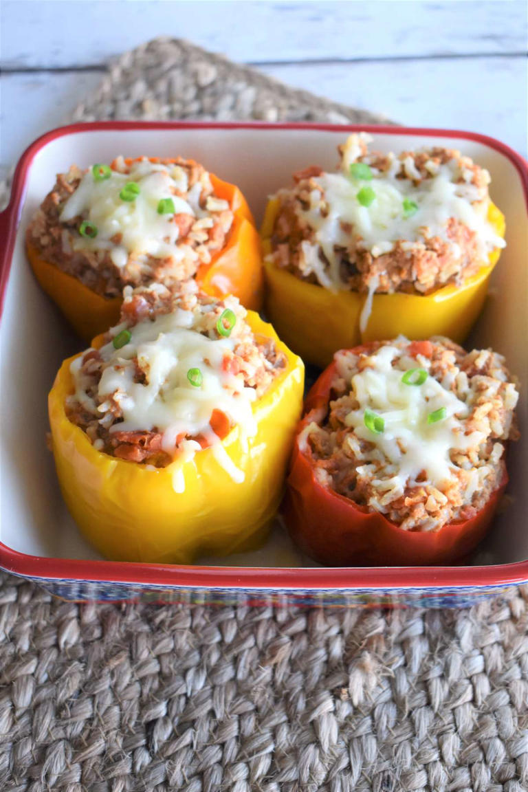 Slow Cooker Ground Turkey Stuffed Peppers