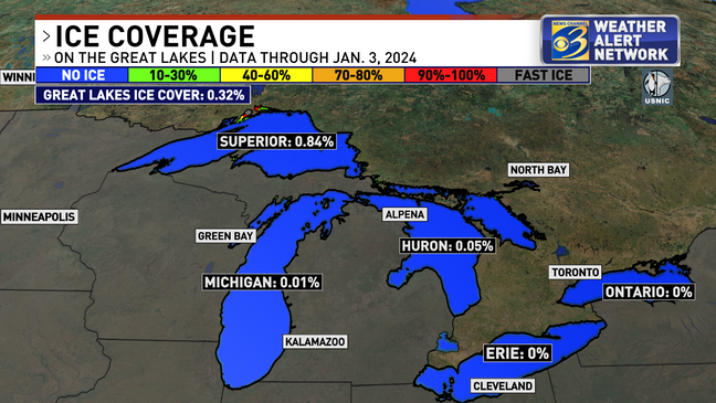 Great Lakes start 2024 with less than 1% ice cover, but context is key