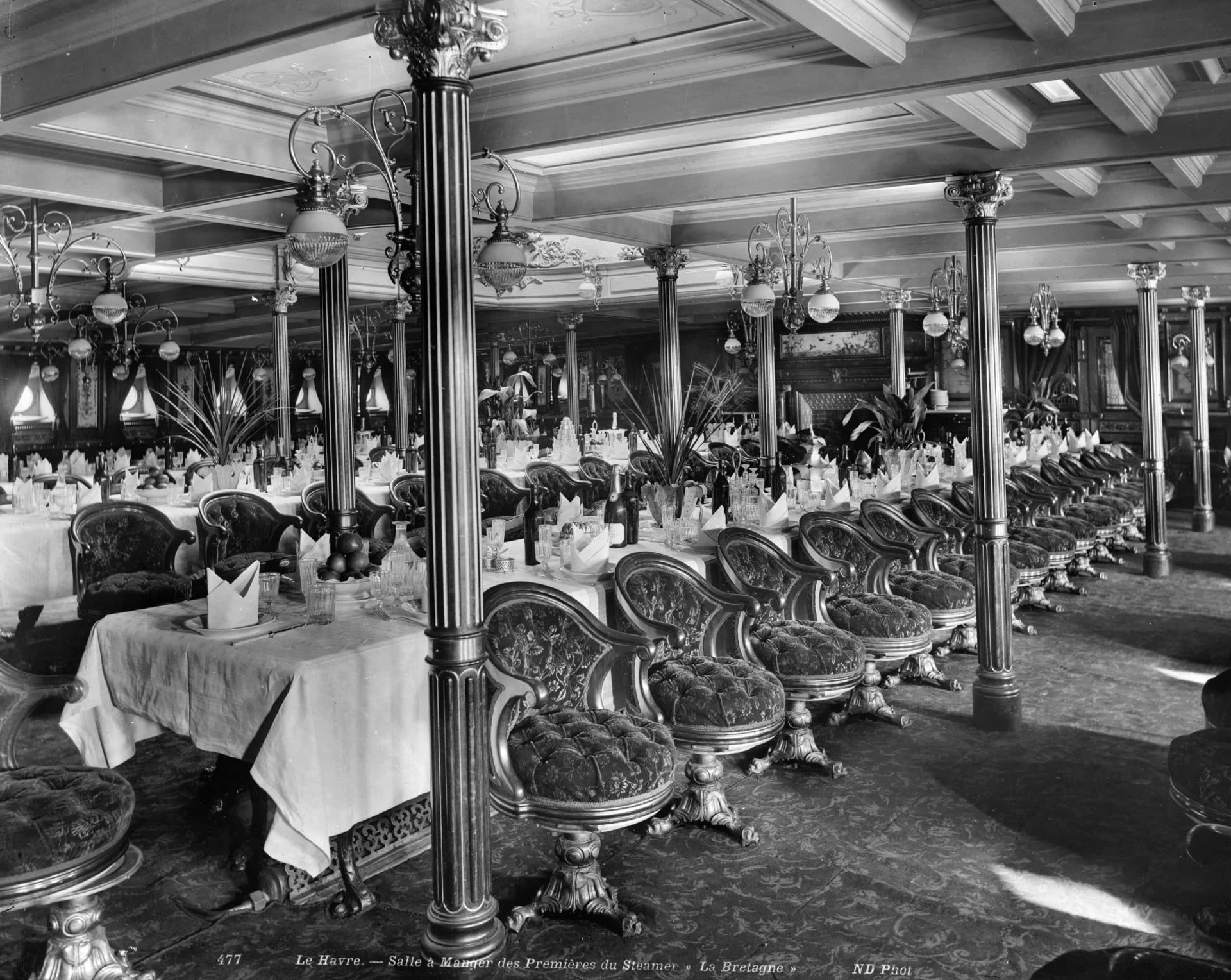 <p>As the idea of cruising caught on, shipping companies began commissioning larger and more luxurious vessels, primarily for the highly competitive transatlantic route. Pictured is the opulent dining hall of the French vessel SS <em>La Gretagne</em>, owned by Compagnie Générale Transatlantique, which was launched on September 9, 1885.</p><p>You may also like:<a href="https://www.starsinsider.com/n/354877?utm_source=msn.com&utm_medium=display&utm_campaign=referral_description&utm_content=502910v1en-ae"> William and Kate's love through the years</a></p>