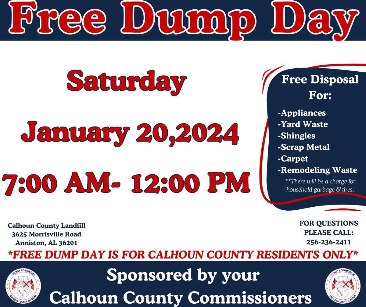 🗑️ The first free Landfill day will be Saturday, January 20, 2024