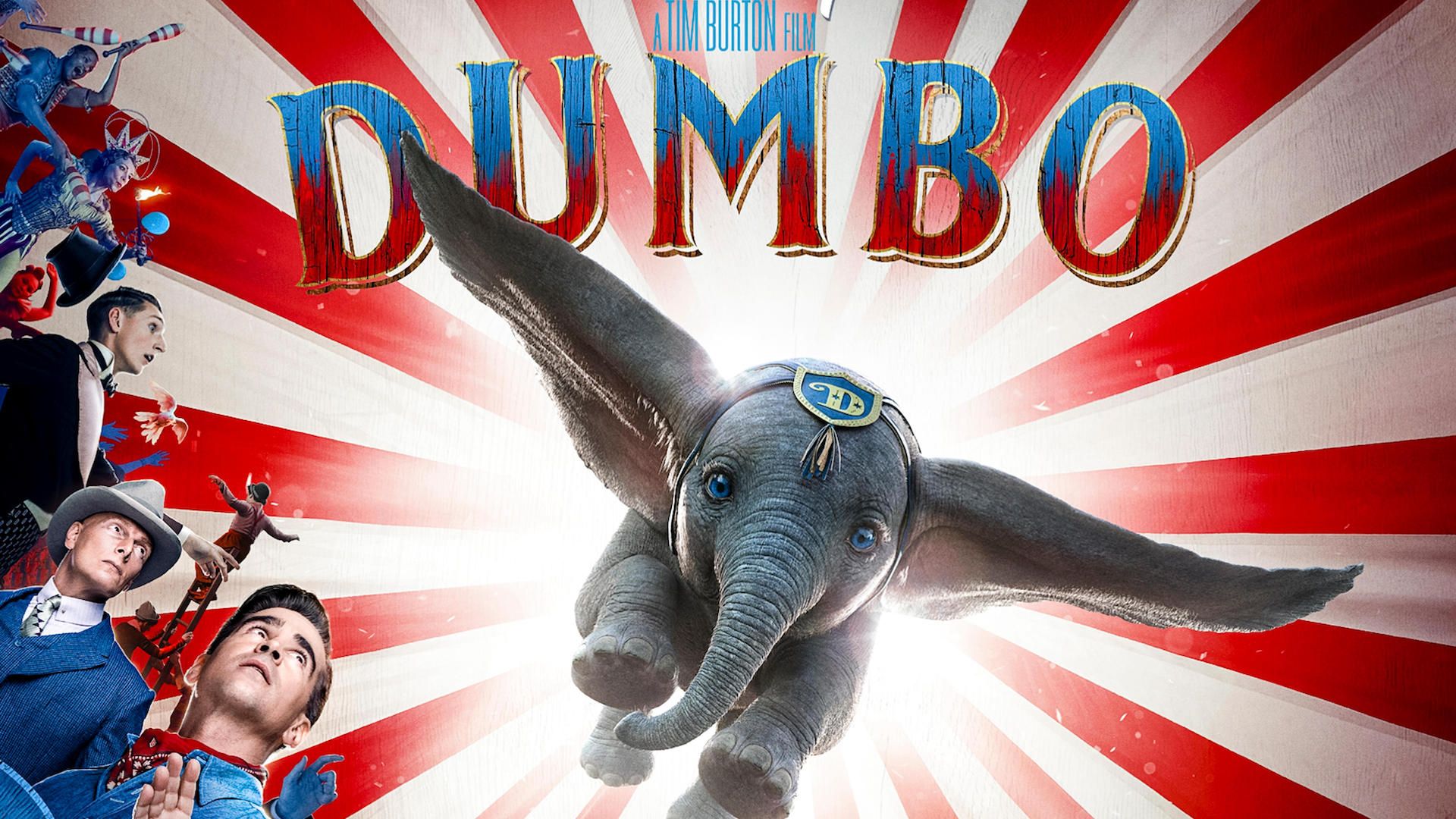 <p>                     Tim Burton directs this 2019 fantasy adventure about a young elephant, whose oversized ears make him a laughing stock. However, they do enable him to fly, and help him to save a struggling circus. But when the circus plans a new venture, Dumbo and his friends discover dark secrets beneath its shiny veneer.                   </p>