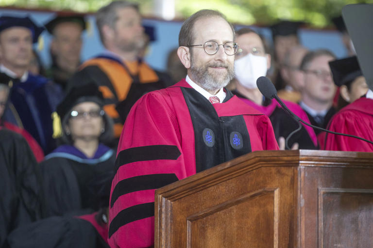 Harvard University interim president Alan Garber spoke during the 371st commencement ceremonies.