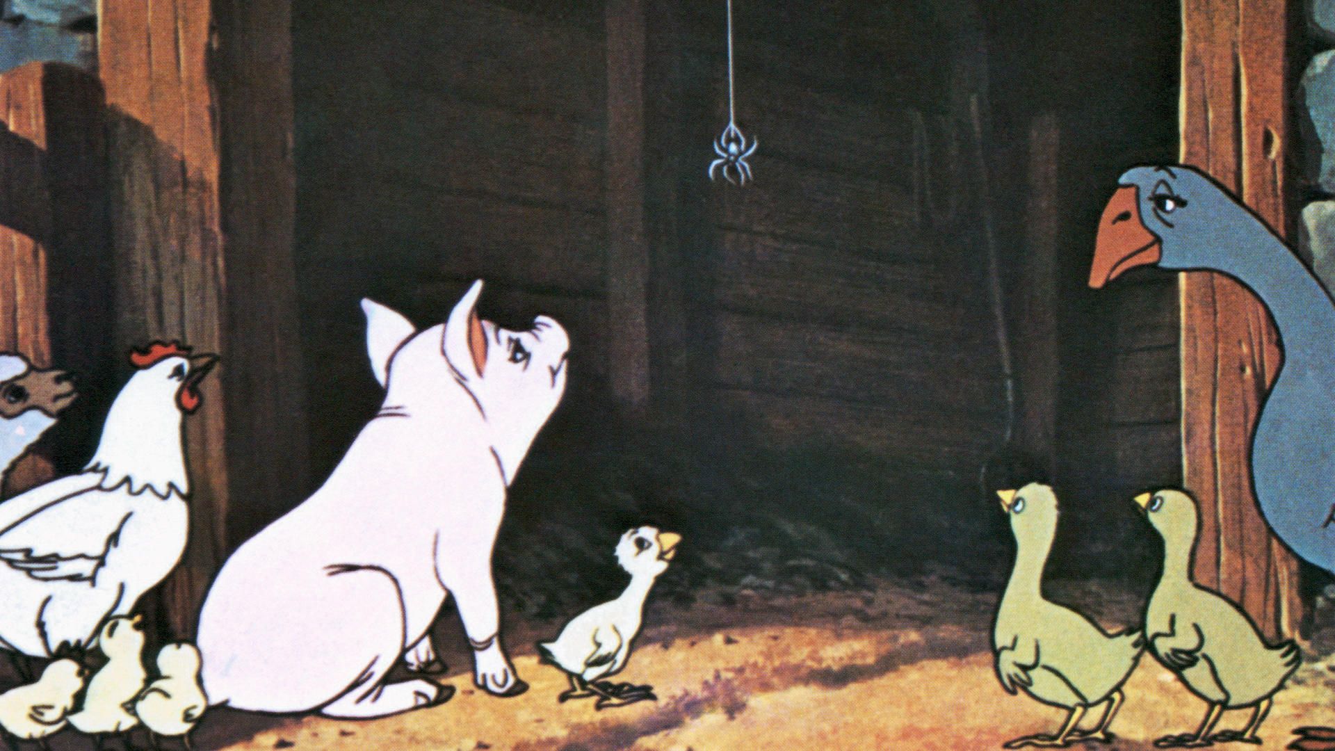 <p>                     This 1973 musical adaptation of a best-selling children’s book by EB White is an adorable family movie featuring a runtish pig called Wilbur who is snubbed by the other farmyard animals. He is left fearing his end on a dinner table until hatching a plan with Charlotte, a spider, to save him. There is also a 2006 version, with better animation, but the 70s movie is particularly charming.                   </p>