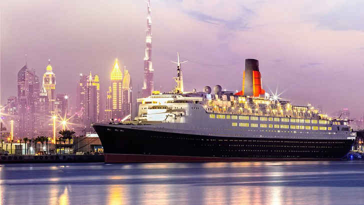 <p>This iconic cruise ship now has a new home in Port Rashid, and now restored, tourists can take in all the luxurious amenities it has to offer without needing to set sail. Patrons can enjoy the rich history of the once famous ocean liner, and guided tours include access to lavish food, drinks, and entertainment at the bars and restaurants on board. There’s even a spa and theater too.</p>