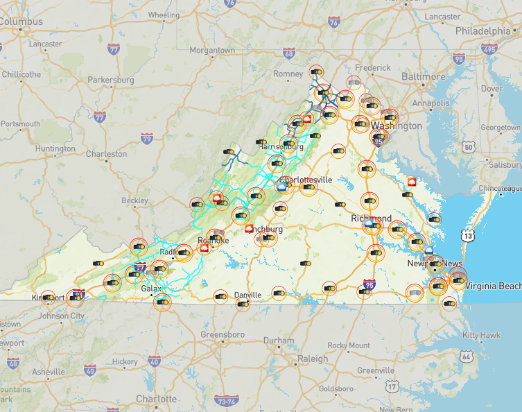 VDOT shows current road conditions in Southwest and Central Virginia