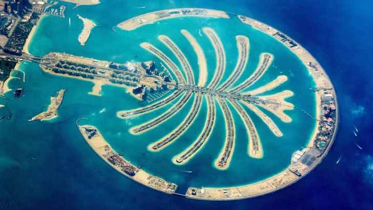 <p>From the air, it looks like a palm tree design stretching out over the water, but what you’re seeing are artificial islands filled with upscale homes and hotels and lavish beaches. The site has a slew of negative environmental issues, but it still looks pretty amazing nonetheless.</p>