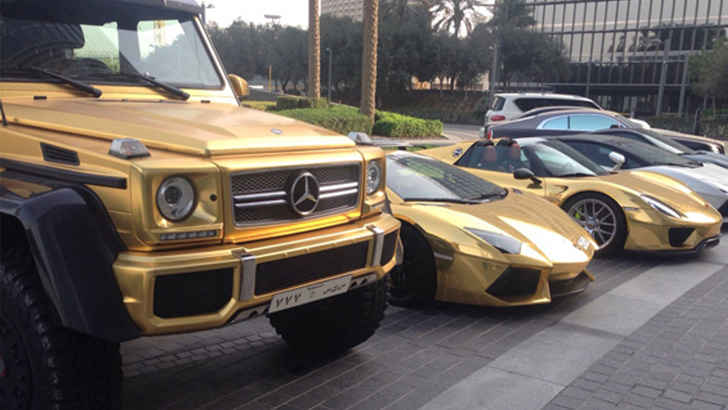 <p>Dubai loves their gold bullion so much that only do they dispense it from vending machines, but they also cover their vehicles in it. Good luck trying to pawn that thing!</p>