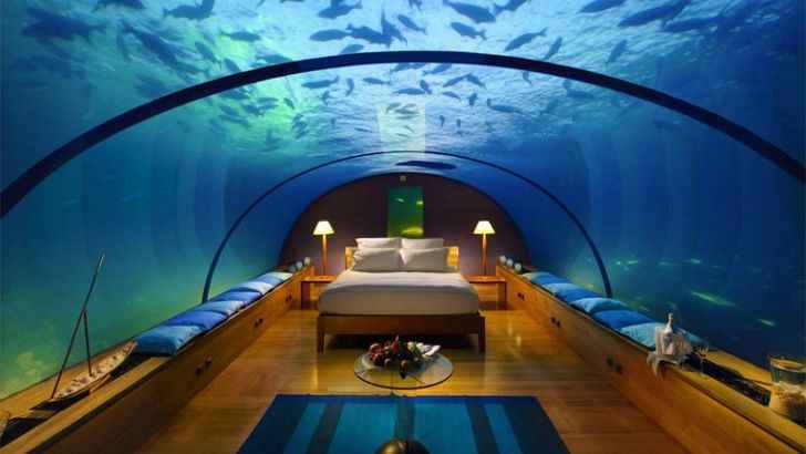 <p>While the term “sleeping with the fishes” has some pretty negative connotations, in Dubai it has an entirely different meaning. If you’re willing to pay a few grand per night to stay at the Burj Al Arab hotel, you’ll find that the view is pretty indescribable.</p>