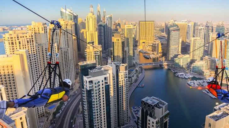 <p>XLine Dubai really wanted to offer travelers the chance to feel like they are superman or woman. From a height of 560 feet and speed of up to 50 mph, both some of the highest in the world, you can travel down from the Jumeirah Beach hotel down to the Dubai Marina, passing pools, hotels, highways, and much more on the way. Surely something you could never replicate, and you can even do tandem rides with friends. Are you daring enough?</p>