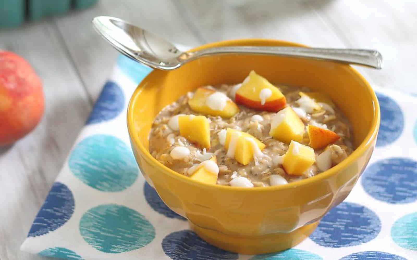<p>Peaches and coconut cream oats offer a tropical twist on the classic peaches and cream combination. This oatmeal is a healthier yet flavorful option for your breakfast, providing a delightful blend of tastes. It’s a great choice for those seeking a refreshing and creamy morning meal.<br><strong>Get the Recipe: </strong><a href="https://www.runningtothekitchen.com/peaches-n-coconut-cream-oats/?utm_source=msn&utm_medium=page&utm_campaign=msn">Peaches and Cream Coconut Oats</a></p>