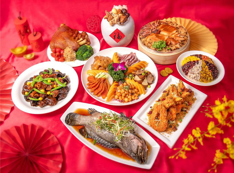 台北凱達「龍耀新春年菜套組」8人份海陸盛宴，早鳥優惠價9255元。(凱達大飯店提供)