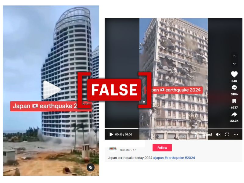 fact check: old visuals of building demolitions passed off as 2024 japan earthquake impact