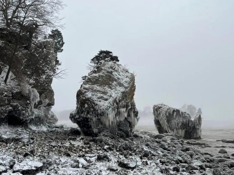 Bottom of Lake Erie Revealed by Rare Phenomenon