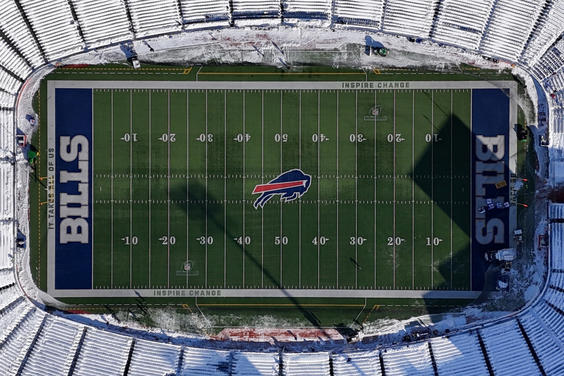 Views From Above Of Buffalo Bill's Snow Covered Stadium