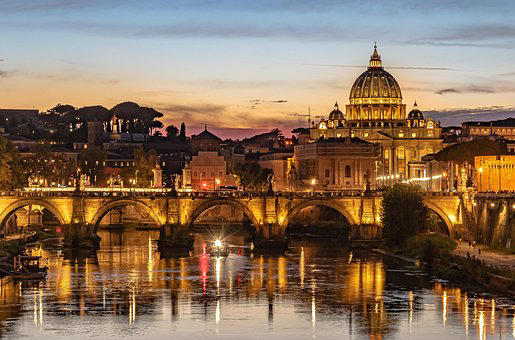 silhouette of vatican city at night