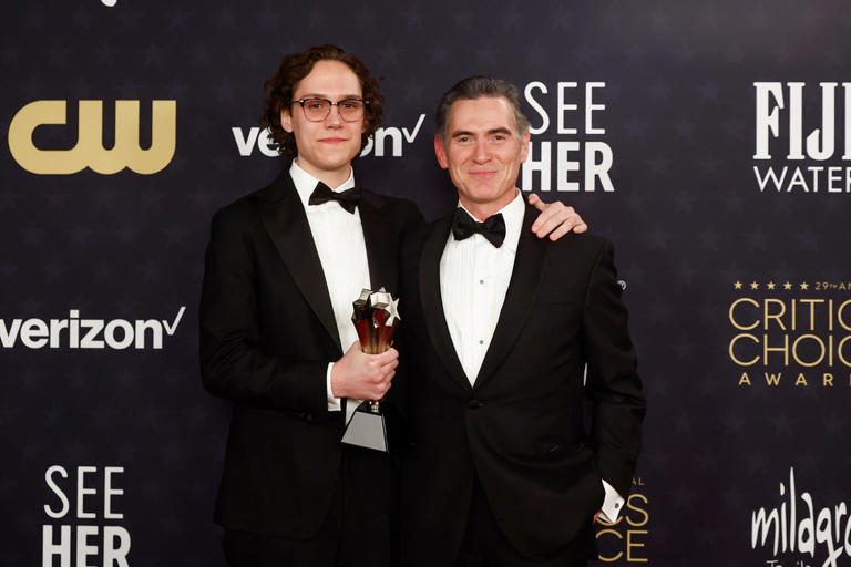 William Atticus Parker and father Billy Crudup backstage at the 2024 Critics Choice Awards. Emma McIntyre/Getty Images for Critics Choice Association