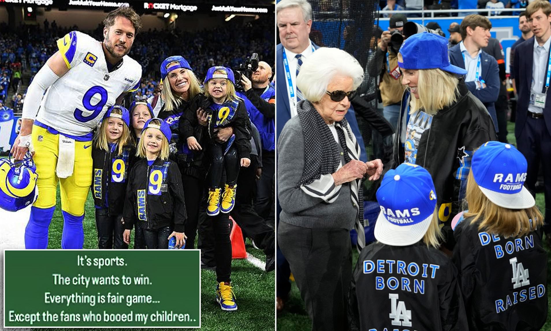 Matthew Stafford's Wife Kelly Hits Back At Lions Fans Booing Her Kids