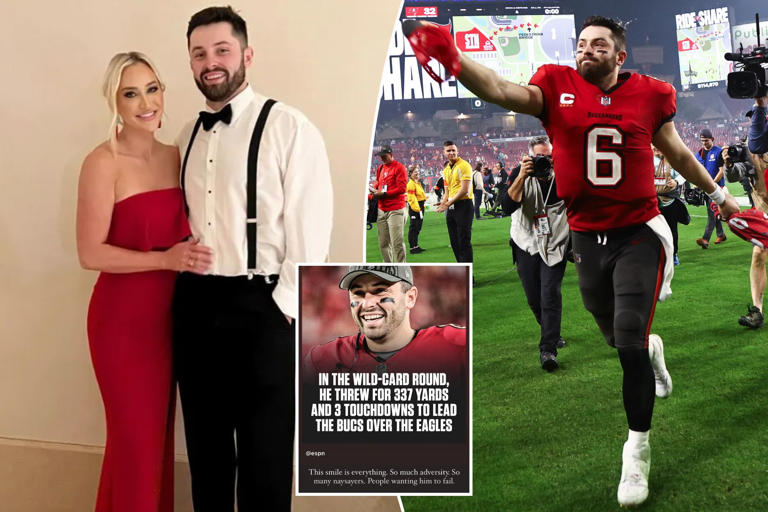 Baker Mayfield’s wife Emily gushes over Buccaneers QB after playoff win: ‘So many naysayers’